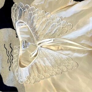 Silk blouse with large organza collar